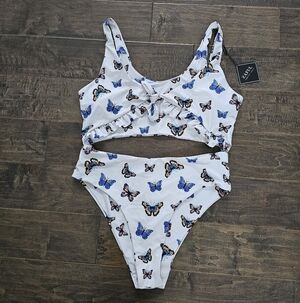 New Zaful Forever Young One-Piece Butterfly Print Swimsuit Sz 12